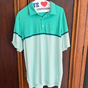 Vineyard Vines Teal and White Polo Shirt